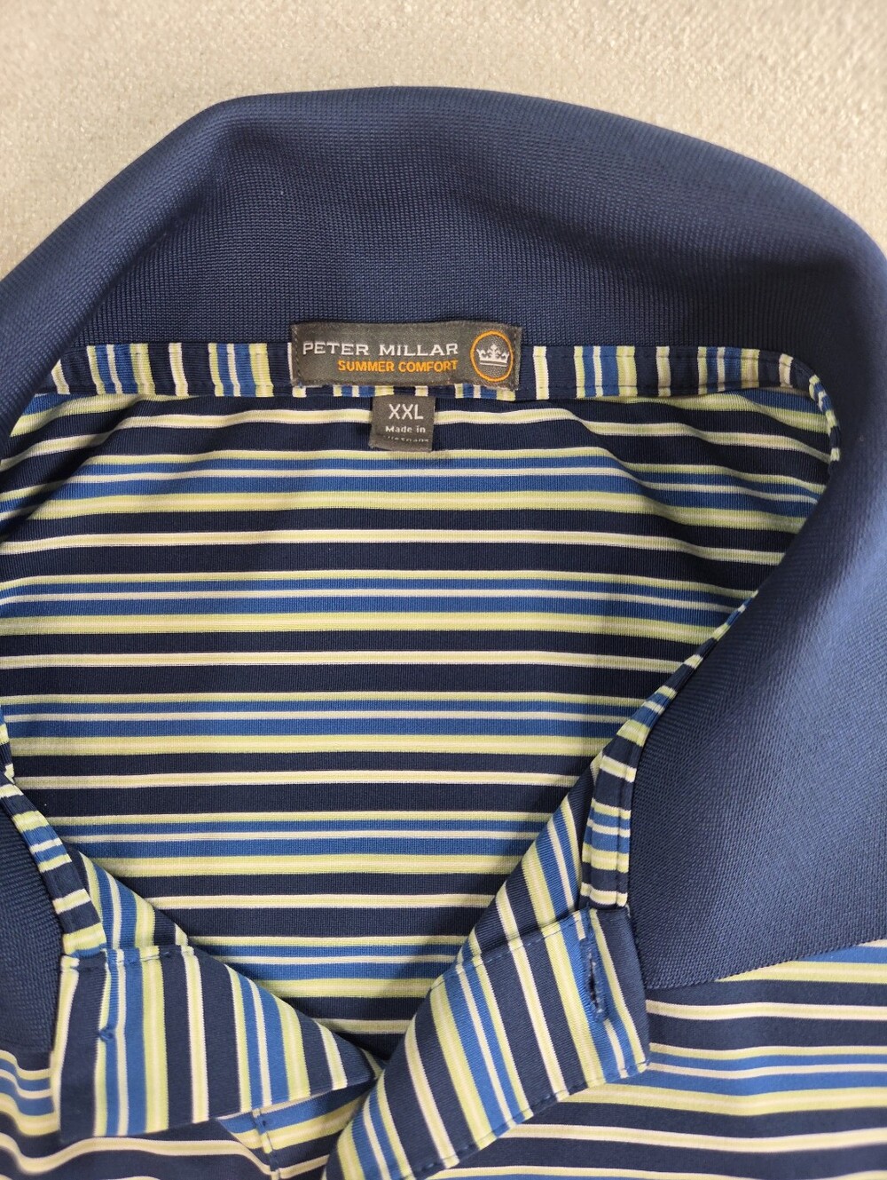 Peter Millar Summer Comfort Blue Striped Polo XXL - Picture 2 of 5